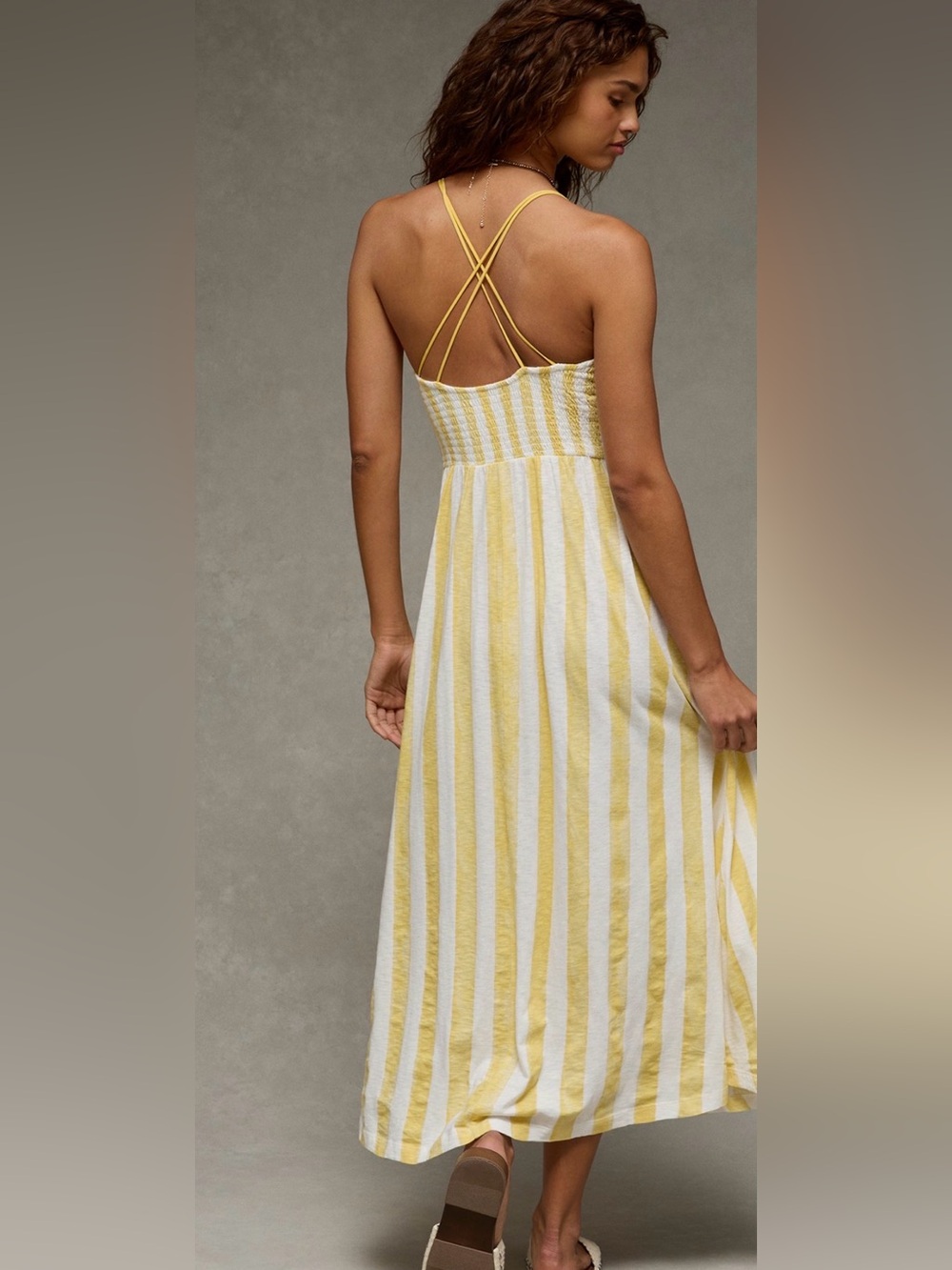 American Eagle Outfitters Yellow & White Striped Maxi Dress - Picture 2 of 2